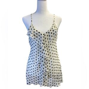 Vintage Y2K Poetry Sheer Chiffon Cami Ivory with Black Polka Dots Size small